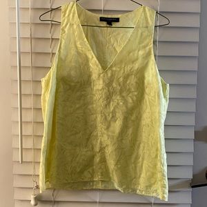 Yellow, cotton blouse with floral detail